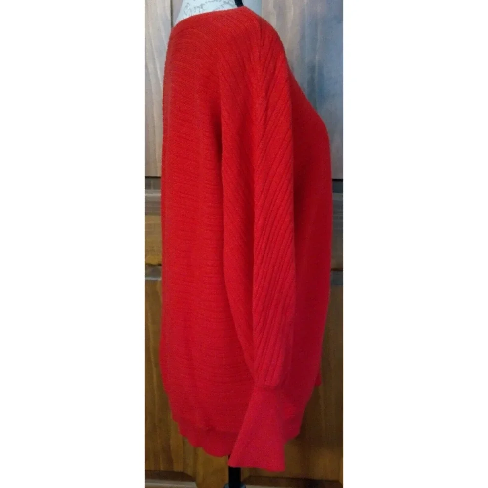 Chico's Red Pullover Sweater Round Neck Long Sleeve Sz 3 - Picture 5 of 7